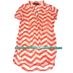 Y2K Chevron Print Sheer Blouse